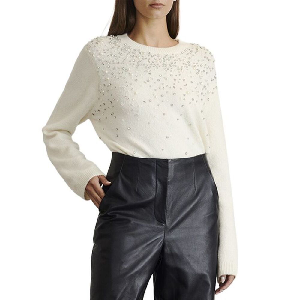 Tanya Taylor Womens  Lexia Embellished Alpaca-Blend Sweater